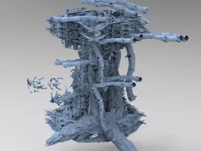 Cyberpunk asteroid base 2  3D model