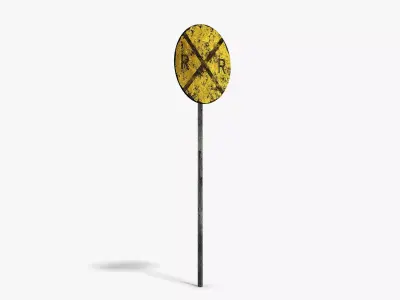 Damaged Railroad Sign Low-poly 3D model
