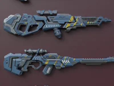 Futuristic Sci-Fi Sniper Rifle 9 different models  Low-poly 3D model