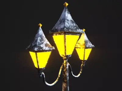 Snowy Victorian Street Lamp Low-poly 3D model