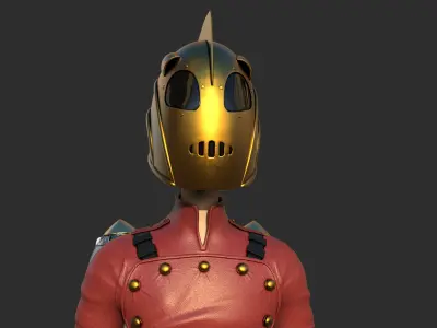 Rocketeer character with backpack and helmet 3D model