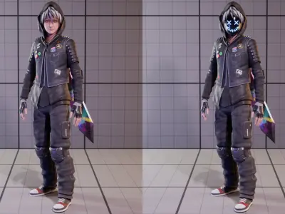 Fantasy Cool Guy With Sword Low-poly 3D model