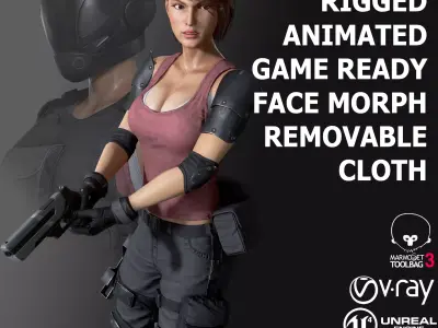 Female Soldier 1 Low-poly 3D model