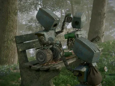 Robot rusty Low-poly 3D model