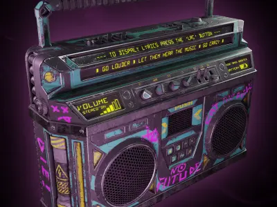 Sci-Fi Cyberpunk BoomBox Low-poly 3D model