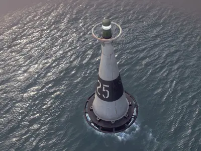 Buoy River RB-6-01 Left Turn Mark Low-poly 3D model