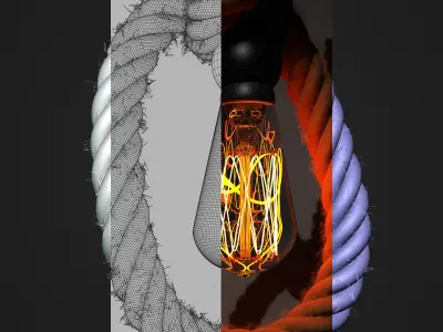 Realistic Rope  Lamp  3D model