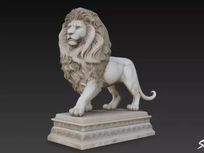 Lion Statue V29 Low-poly 3D model