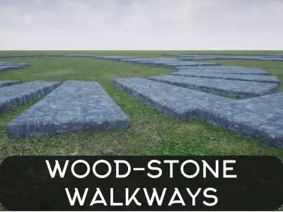 wooden and stone walkway Low-poly 3D model