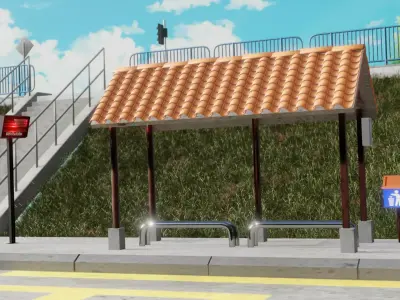 Anime Bus Stop 3D model