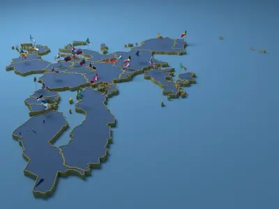 Detachable states of the European Union Low-poly 3D model