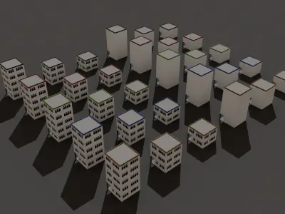 Cartoon Building Low Poly Building I 30 Variant Low-poly 3D model