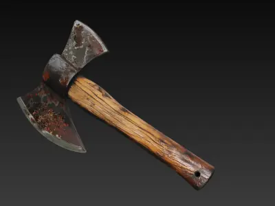 Realistic rusty axe 3D model