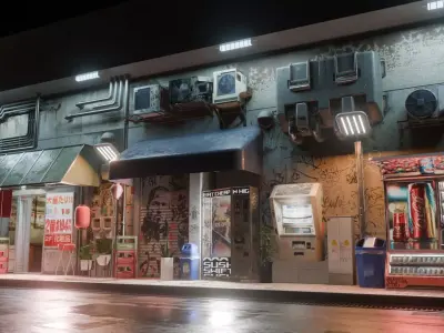Cyberpunk Street And Vending Machine Low-poly 3D model