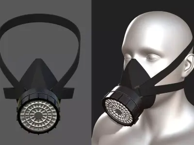 Gas mask helmet 3d model military combat protection safety  Low-poly 3D model