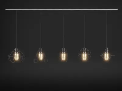 Lamp collection gold chandelier with four lights 3D model