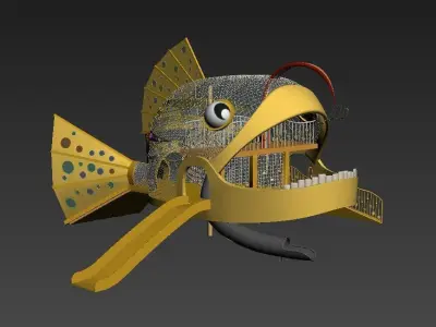 Ocean theme fish playground equipment 3D model