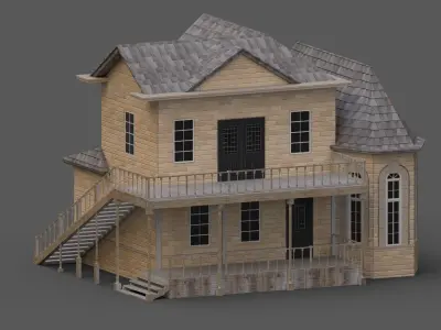 house with stairs and garage Free low-poly 3D model