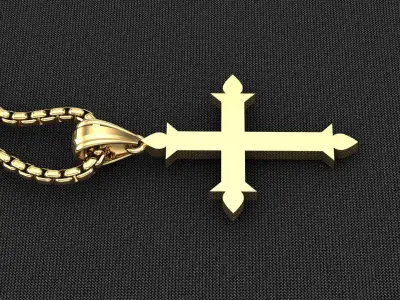 High Cross Pendant Light Gold 18K 3CP048 3D model