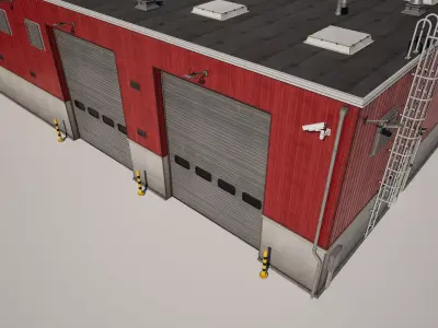  Industrial Warehouse Building Low-poly 3D model