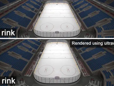 NHL and IIHF Ice Hockey Arena - interior - low poly Low-poly 3D model