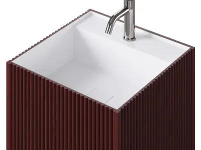 Cube Corian floor-standing sink ribbed by Boheme 3D model