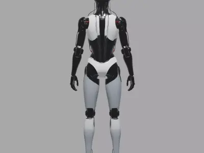 Futuristic Female Android Robot Low-poly 3D model