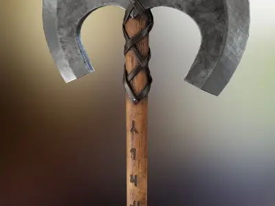 Viking Double Axe Low-poly 3D model