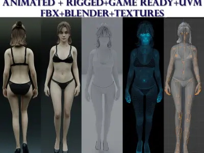 Realistic Game Ready Female Character-01 Low-poly 3D model