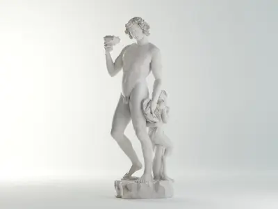 Bacchus Michelangelo Sculpture VR AR Mobile-ready Game-ready Low-poly 3D model