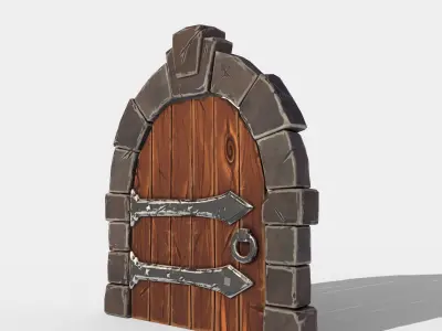 stylized door Low-poly 3D model