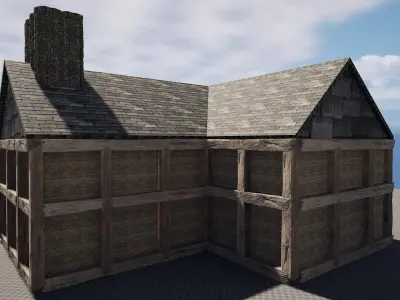 Medieval Celtic Village House Tavern 5 Rooms Exterior Interior 3D model