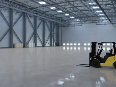 Airplane Hangar Interior 3 Low-poly 3D model