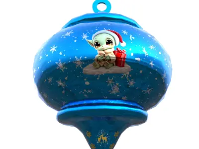 Charming Baby Holiday Blue Bauble 3D Model  PBR Only Quads Low-poly 3D model