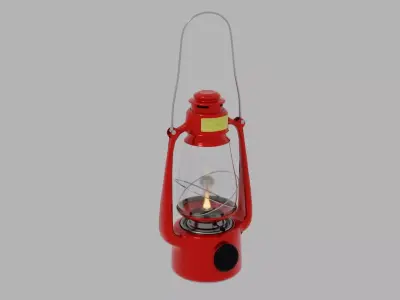 Red portable kerosene lamp 3D model