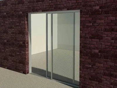 Double Sliding Balcony Door Revit Family 3D model