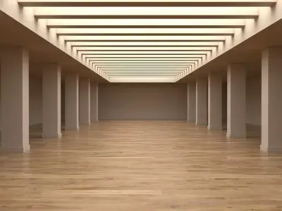Hallway 7 wooden box with metal rods in it 3D model