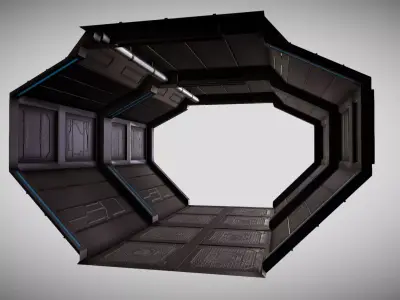 Sci-fi Corridor Low-poly 3D model get