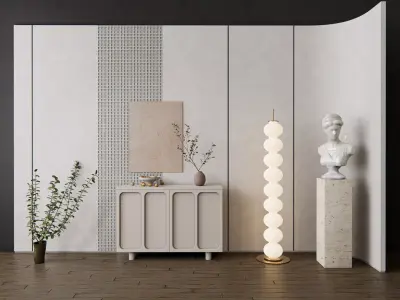 Sideboard with wall panel and flooring 13 3D model