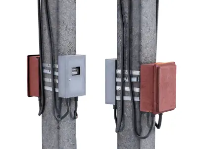 Concrete Power Line Pole 3D model