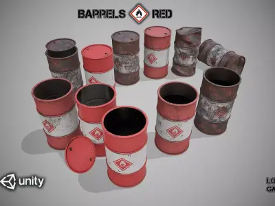 Berrels red set Low-poly 3D model