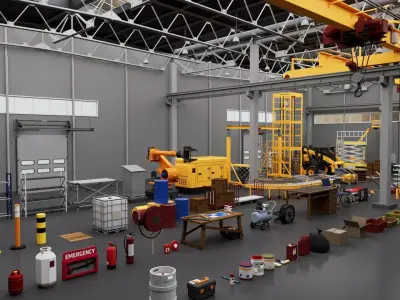 Realistic Warehouse Interior Exterior Mega Pack Collection 3D model