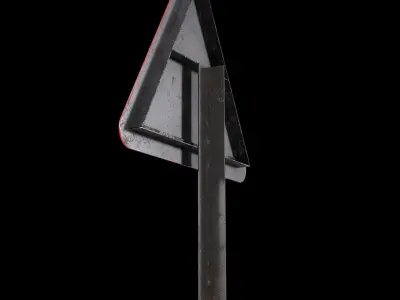Right hand curve Roadsign Low-poly 3D model
