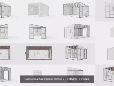Collection of Greenhouse Helena 2 - 3 Models 3D Model Pack