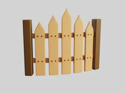 Cartoon Fence Collection Low-poly 3D model
