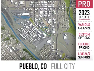 Pueblo - Colorado  Low-poly 3D model