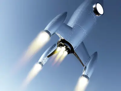 Retro Toy Rocket Low-poly 3D model