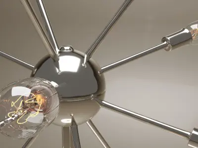 Retro Sputnik Lamp High Poly 3D model