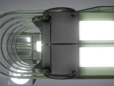 Futuristic Ladders Green Painted Metal Modular  Low-poly 3D model