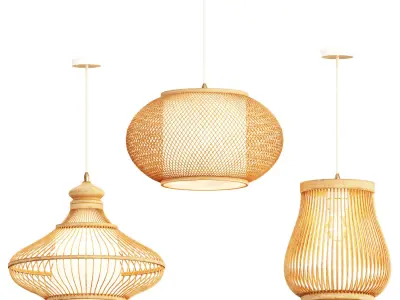 Bamboo LED Pendant 02 3D model